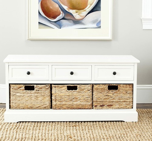 Ivory wooden storage - ivory, bench