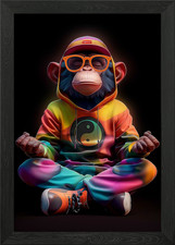 Funny Monkey Meditation Framed