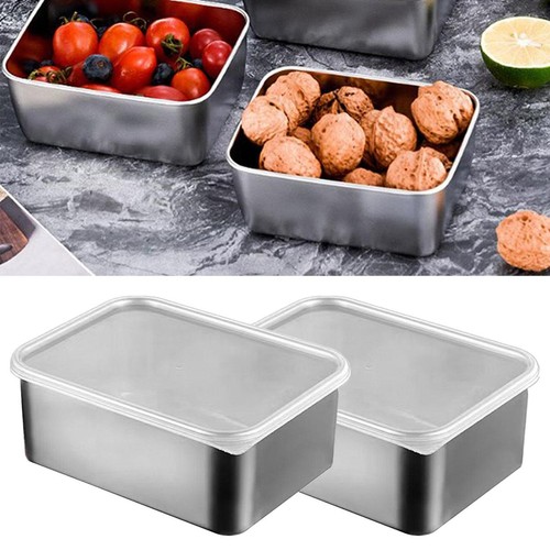 Metal lunch box with - 2x,