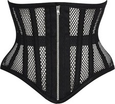 Zipper Mesh Corset Steel Boned Heavy Duty Underbust Waist Training Womens XL