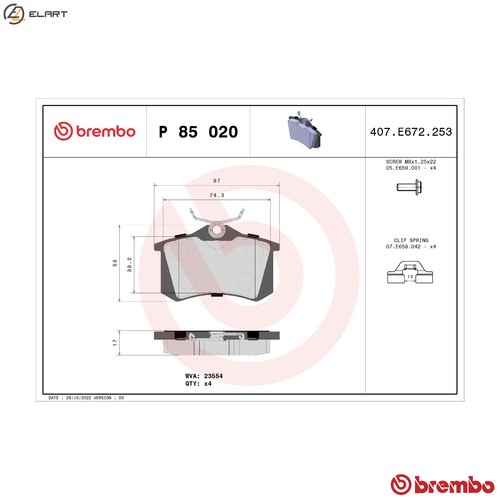 Brake pad set - set, 85