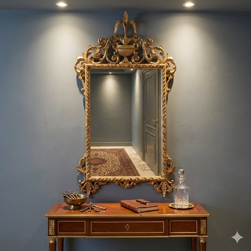 Antique mirror carved gilded - mirror,