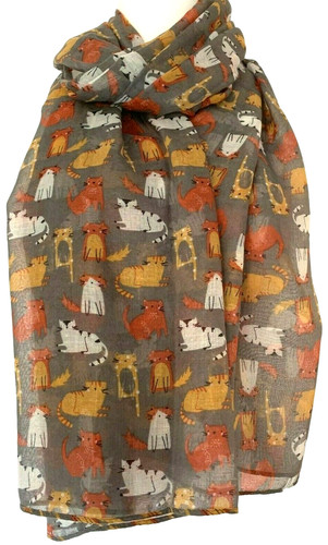 Cat scarf grey - cat,