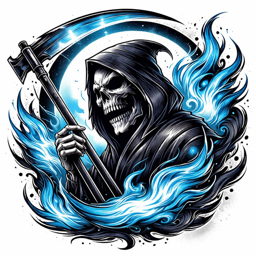 Blue flame reaper - flame, skull