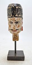 Vintage Wooden Puppet Head Bust Figurine Original Old Hand Carved Painted