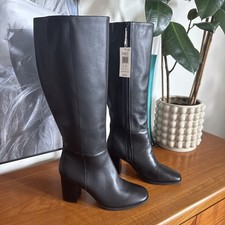 Marks and Spencer Women's Leather Knee High Boots Black New RRP £110
