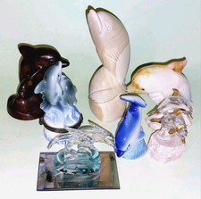 6 Dolphin Ornaments Vintage Glass Soapstone Marble Resin Ceramic Trinket RefB 