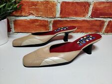 WOMENS OFFICE LONDON UK 3 EU 36 LIGHT TAN BROWN LEATHER KITTEN HEEL MULES SHOES