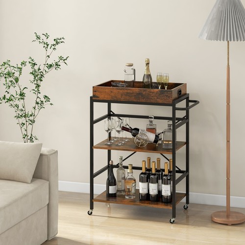 Industrial bar cart tier - bar, 3-tier