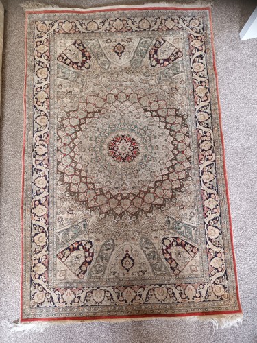 Hand knotted silk and wool - and, rug