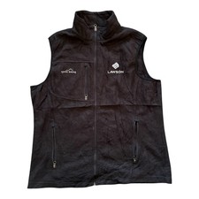 EDDIE BAUER Mens Fleece Gilet Large Black Branded Lawson US Import 3 Zip Pockets