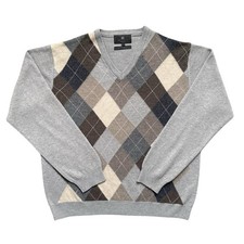Marks & Spencer Extra Fine Lambswool Jumper Mens Large Argyle 