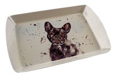 Melamine Plastic 23x16cm Snack Cake Tray Watercolour Dogs