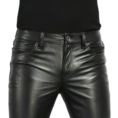 Mens black leather - mens, trousers