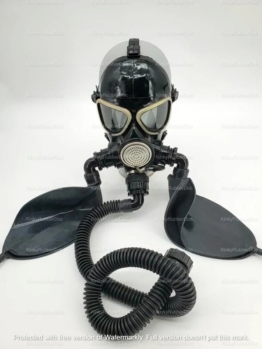 Rubber fetish gas mask with - rubber,
