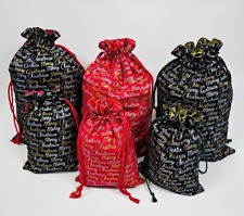 Reusable Christmas Gift Bags, Festive Bags, Drawstring Fabric Bag For Presents