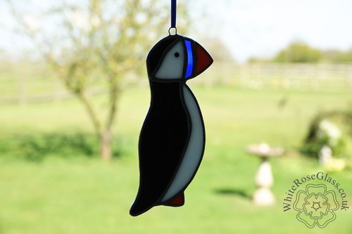 Stained glass puffin british - stained,