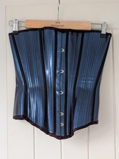 Metallic Blue Pvc Corset 24"