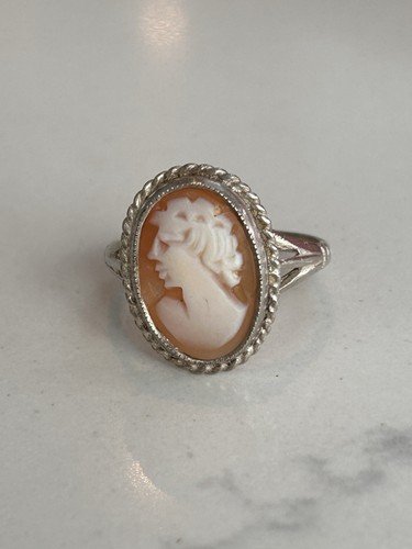 Vintage silver cameo ring - vintage,