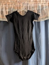 Vtg 1970s Black Bodysuit Short