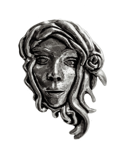 Cornish maid head pewter - head, pin