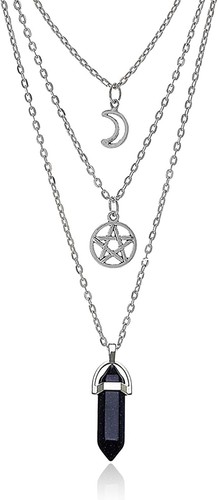 Moon pentagram necklace gothic - moon,