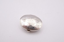 Vintage Sterling Silver Floral Oval Pill Pot Import Hallmarked Sheffield 1998