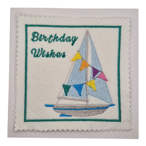 Embroidered sail boat birthday - embroidered,