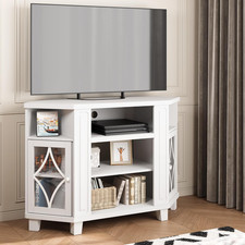 Stylish White Corner TV Stand