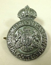 Vintage Metropolitan Special Constabulary White Metal Badge W O Lewis c1940