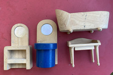 Children Wooden Doll Plan Toys House Furniture Sets Bathroom As Picture