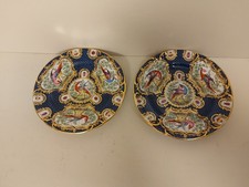 Rare Pair of Antique Chelsea Birds by Edme Samson Porcelain Saucers, Ø- 6.5''