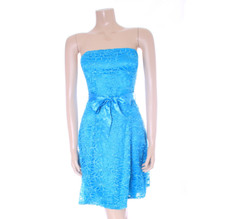 Blue Strapless Dress Size 10 Evita Floral Embroidered Wedding Party Guest Cruise