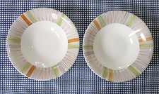 2 Barratt's Delphatic White Stripes dessert bowls 6⅝" 16.7cm 1950s mid century
