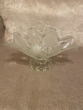 Vintage Crystal Industries TOSCANA Clear Frosted Glass Banana Boat Fruit Bowl