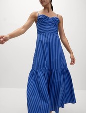 M&S Womens Multi Coloured Cotton Maxi Slip Striped Midaxi Women Dress