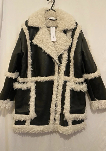 Topshop black cream faux - topshop, black/cream
