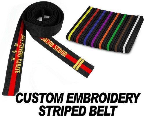 Striped black belt embroidered - striped,