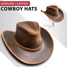 100% Real Leather Cowboy Aussie Australian Western Crazy Horse Bush Hat