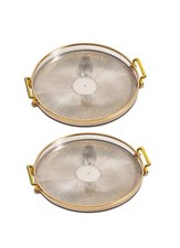 2pc Luxury golden rimmed round