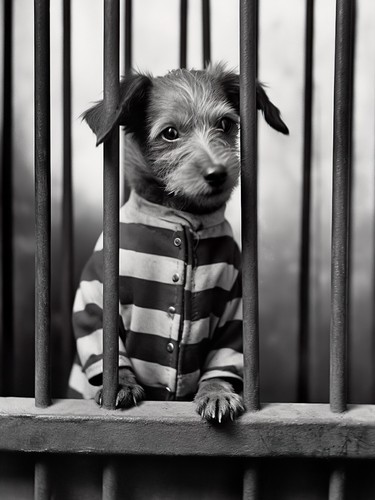 Funny dog prison - dog, uniform