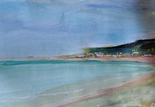 Beach Scene 4 Original Mixed Media on Paper. 