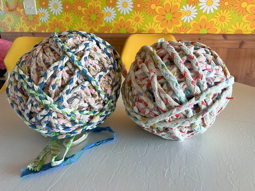 Vintage fabric rag balls - fabric,