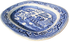 willow pattern Meat Platter Plate blue white 19th century c1860 large D