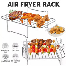 6PCS Air Fryer Rack Stainless Steel Double Basket Grill Kitchenware Accessories