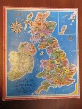 Vintage Castille Games British Isles Map Wooden Jigsaw Puzzle Complete. 96 Piece
