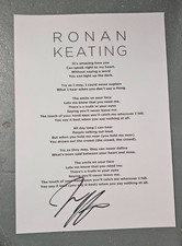 SIGNED RONAN KEATING "WHEN YOU SAY NOTHING AT ALL" LYRIC CARD BOYZONE CHARITY