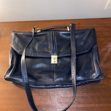 Vintage deep blue Navy leather ladies briefcase handbag￼ document case