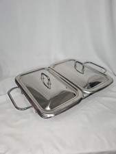 Two-Dish Glass Food Warmer Serving Tray Chafing Dish Set Party Catering Kitchen