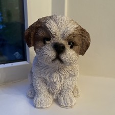 Vivid Arts Dog Shih Tzu Resin Sculpture Dog Indoor Outdoor Garden Decoration,7’’